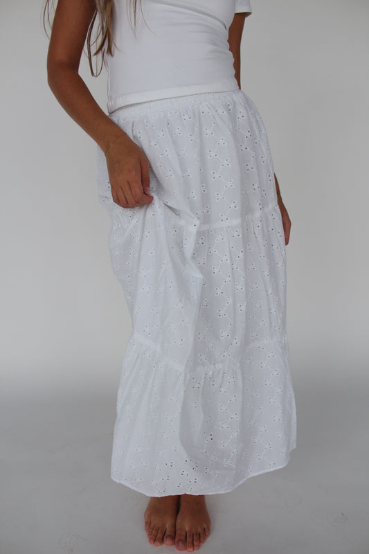 lizzy midi skirt in white