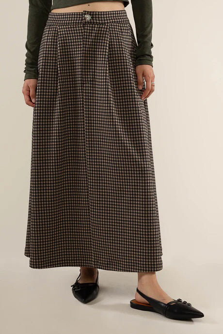 ellie gingham maxi skirt