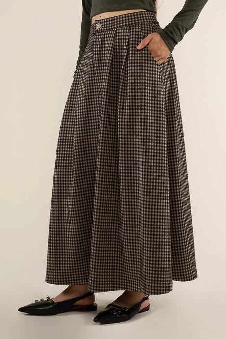 ellie gingham maxi skirt