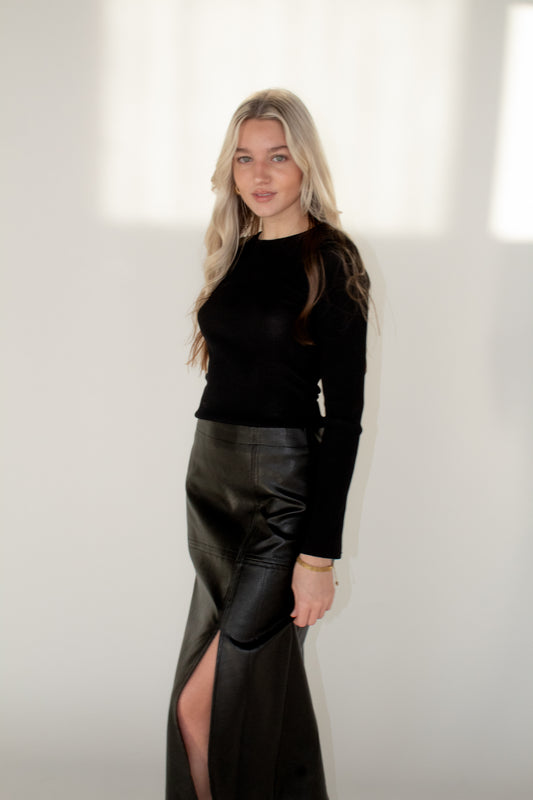 blake faux leather midi skirt