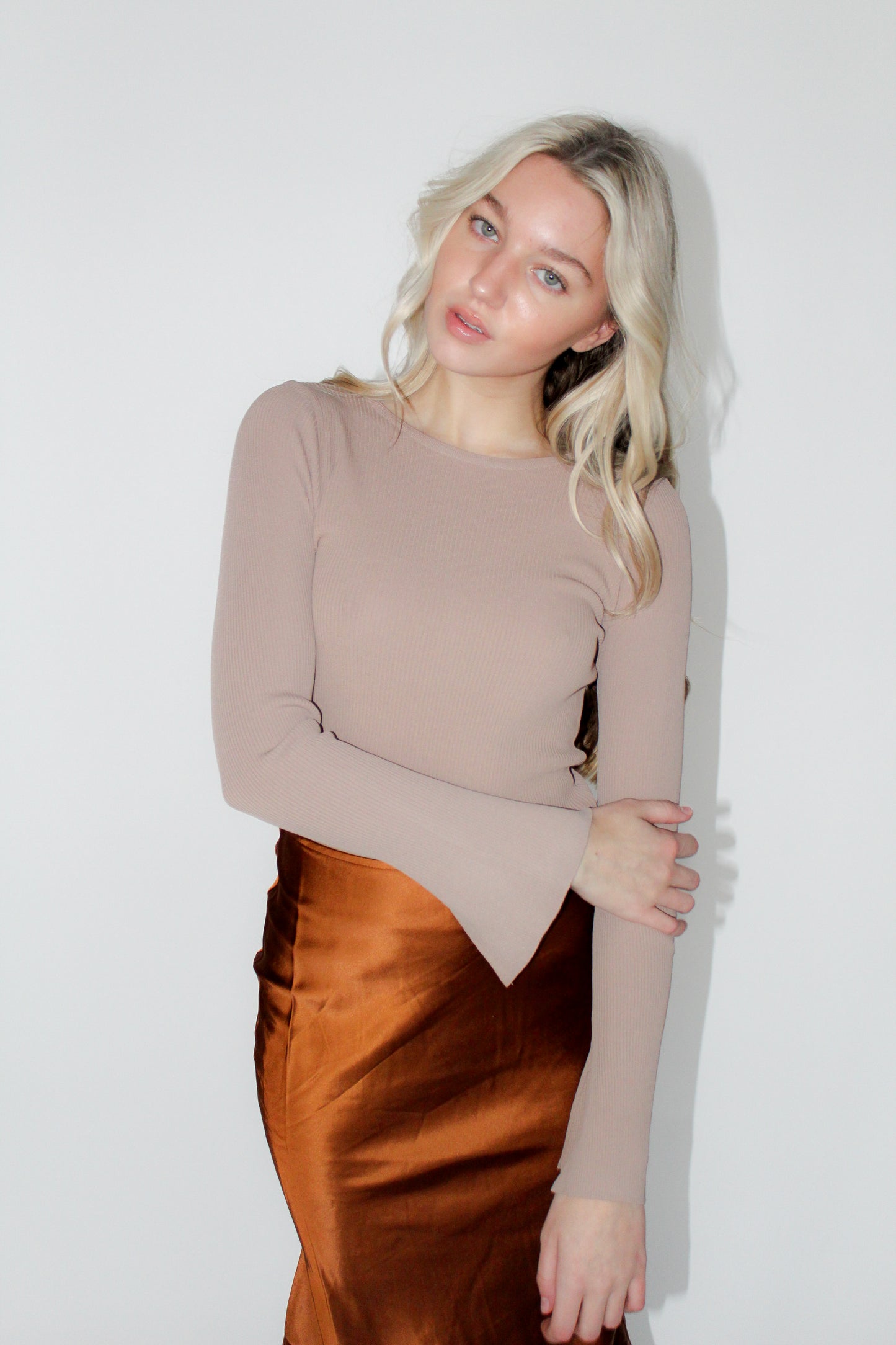 lana knit long sleeve in tan