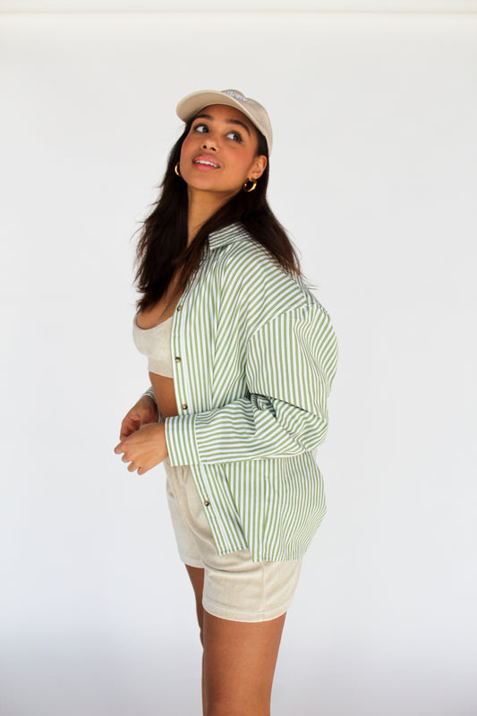 montauk button up in green