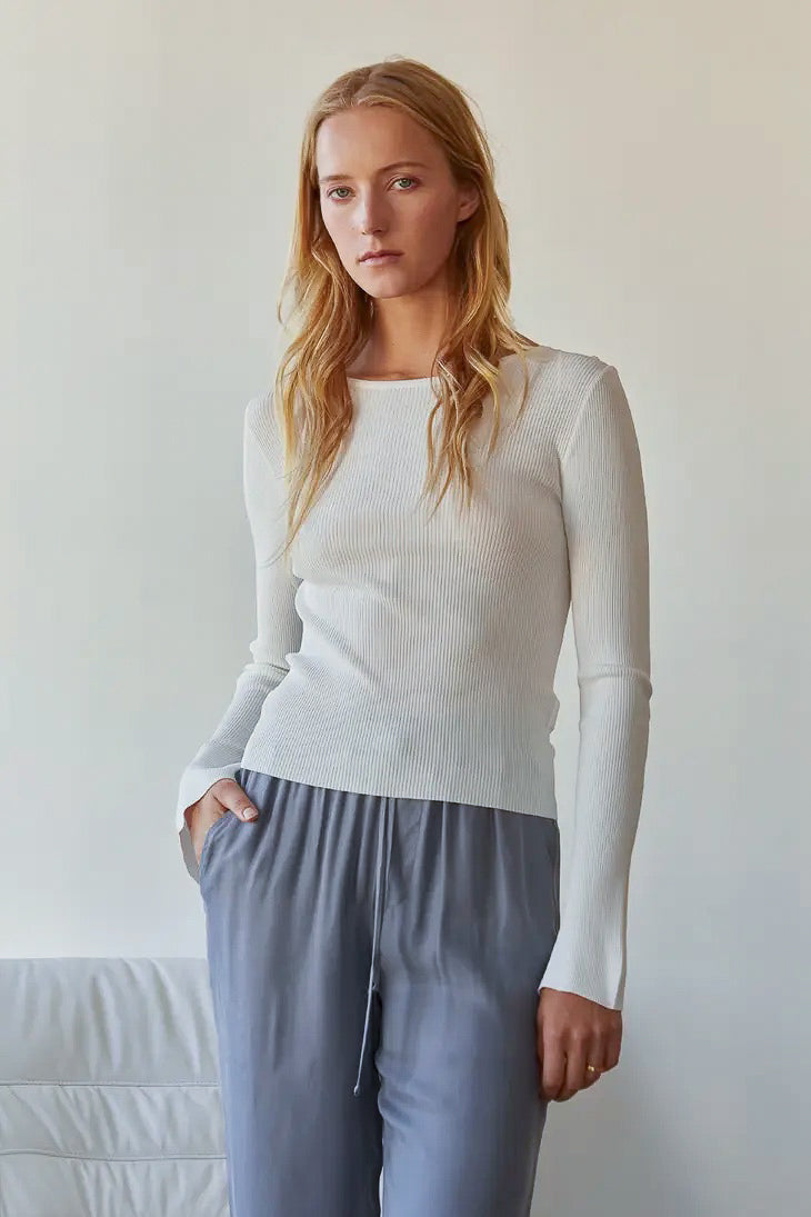 lana knit long sleeve in white